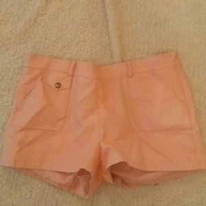 Womens 100% Viscose w Polyurethane coating pink (pleather) Shorts